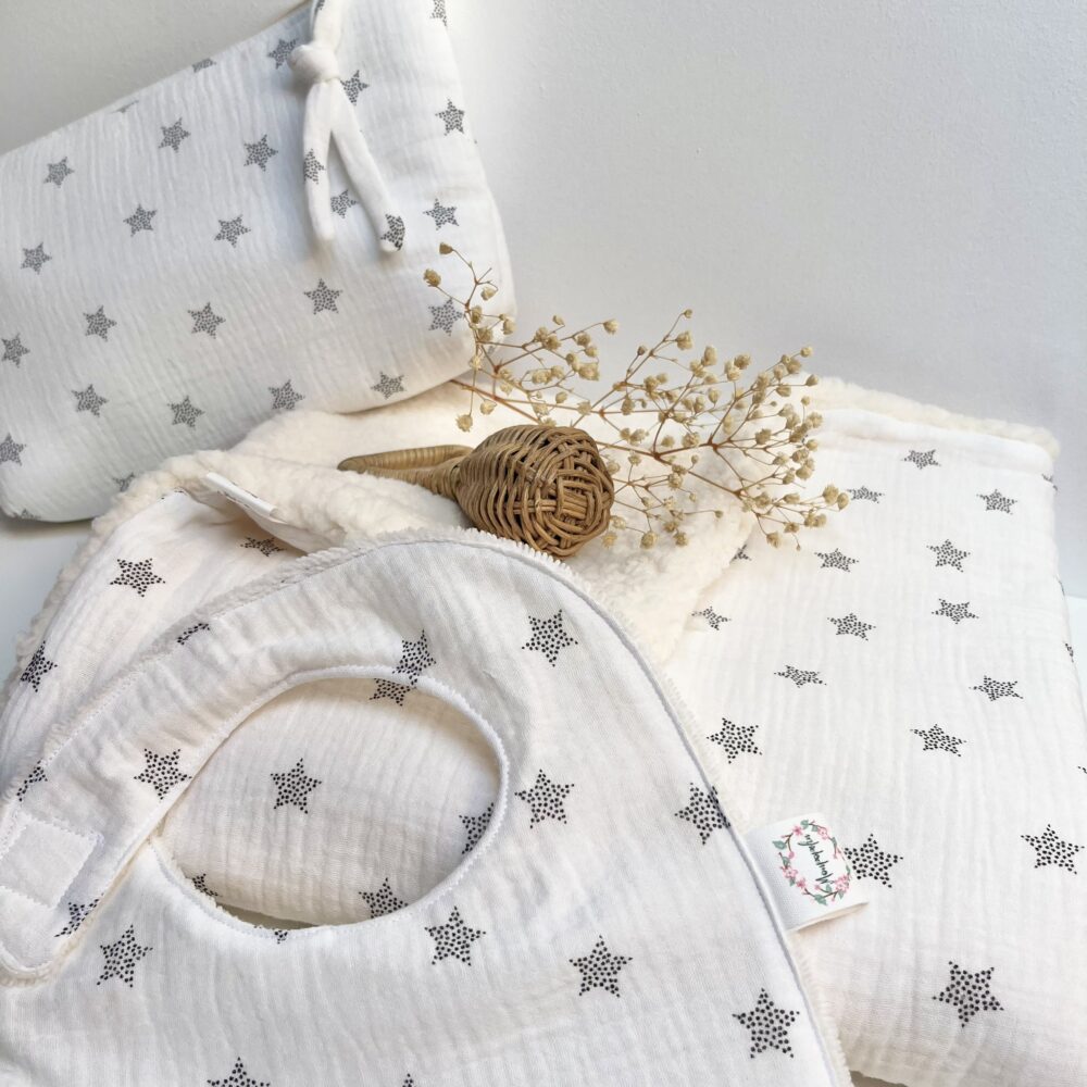 Manta Valeria Baby stars gris