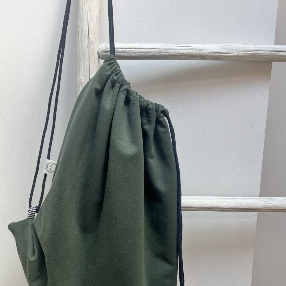 Bolsa Pau Verde musgo y Vichy azul marino
