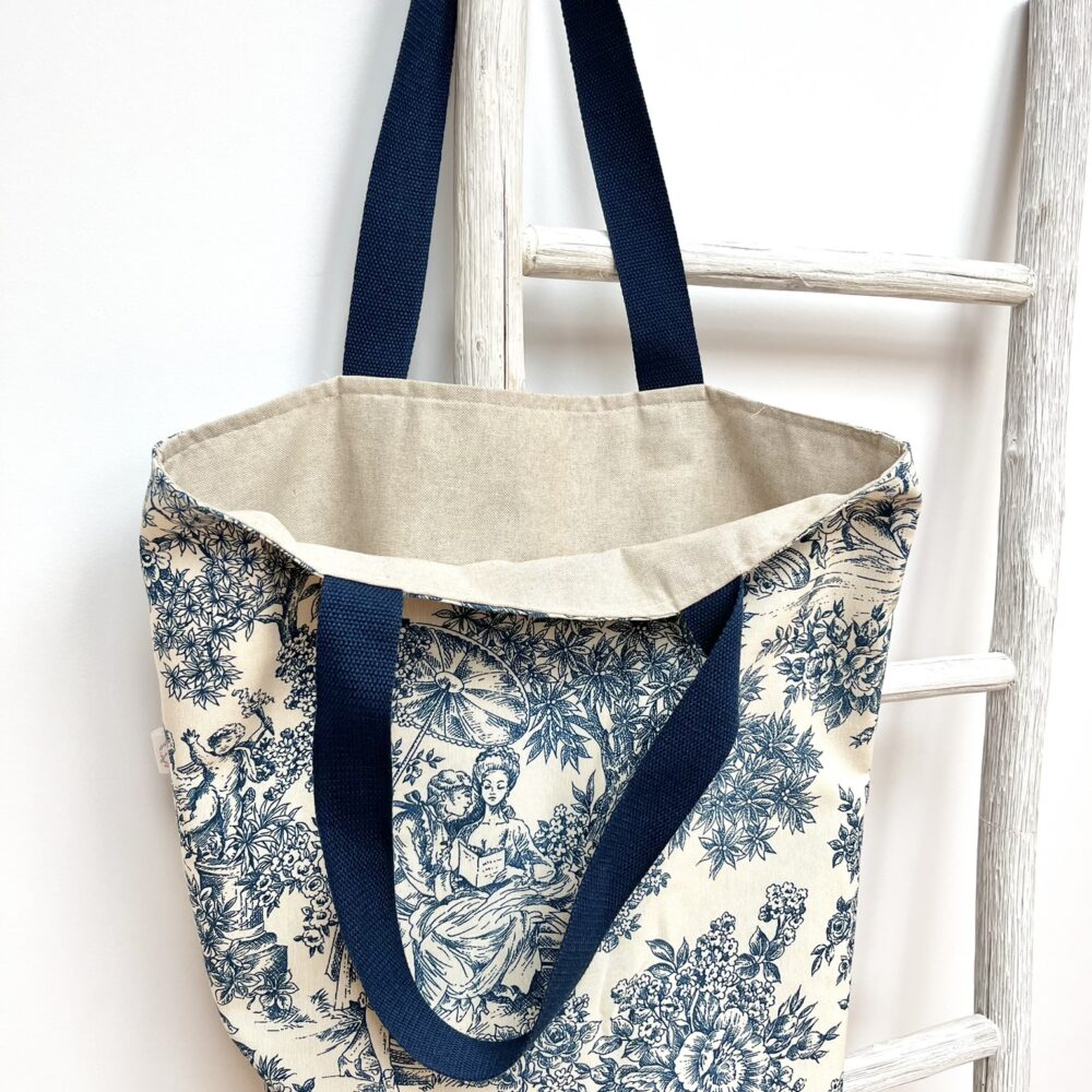 Bolsa Pepa reversible Toile de Jouy azul