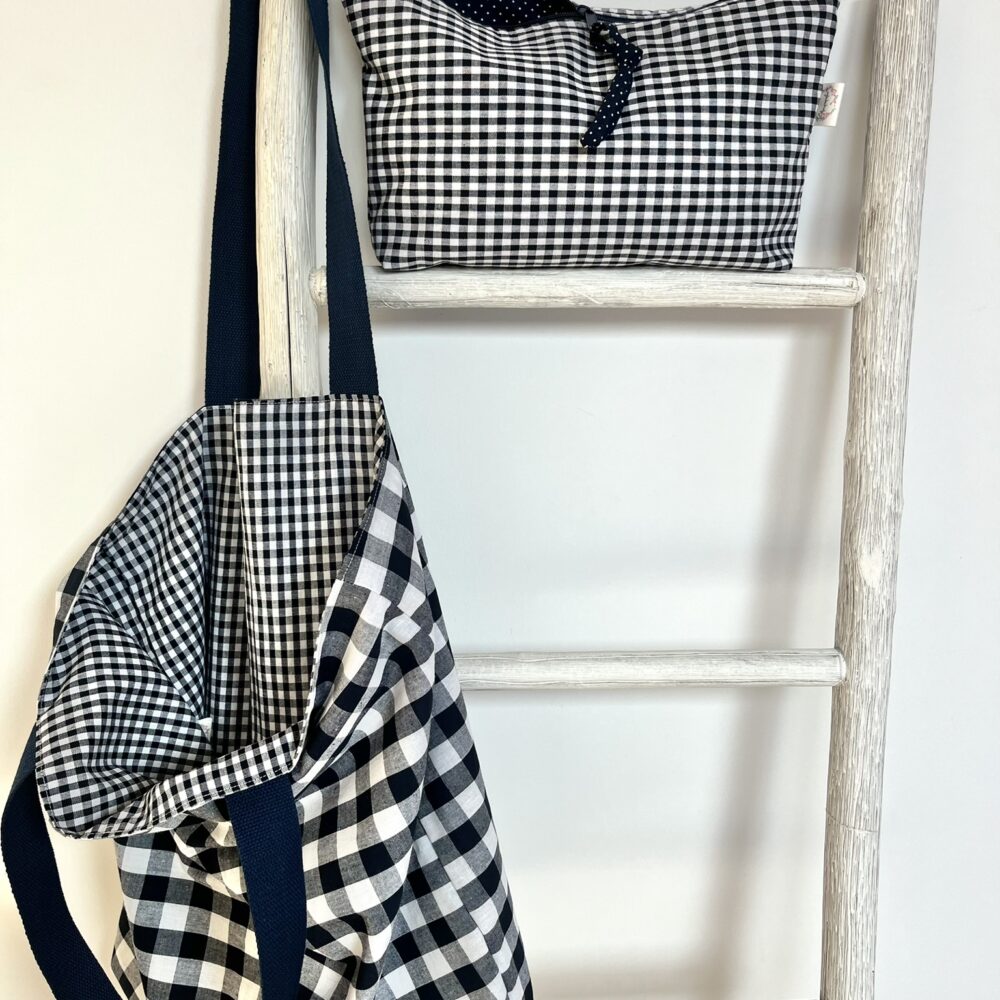 Bolsa Pepa reversible Vichy duo azul marino