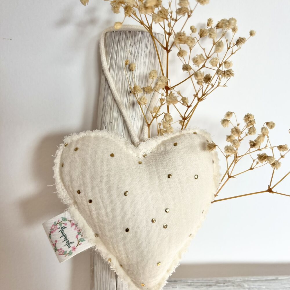 Corazón glitter marfil
