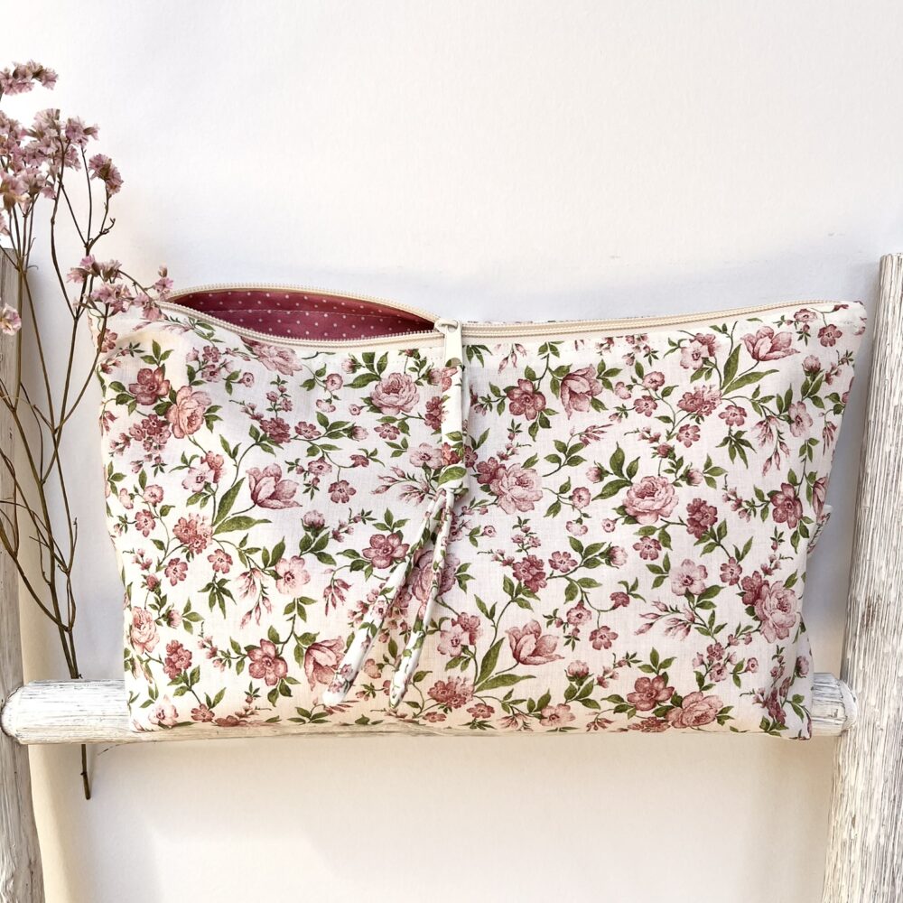 Neceser Begur Flores rosa y verde topito