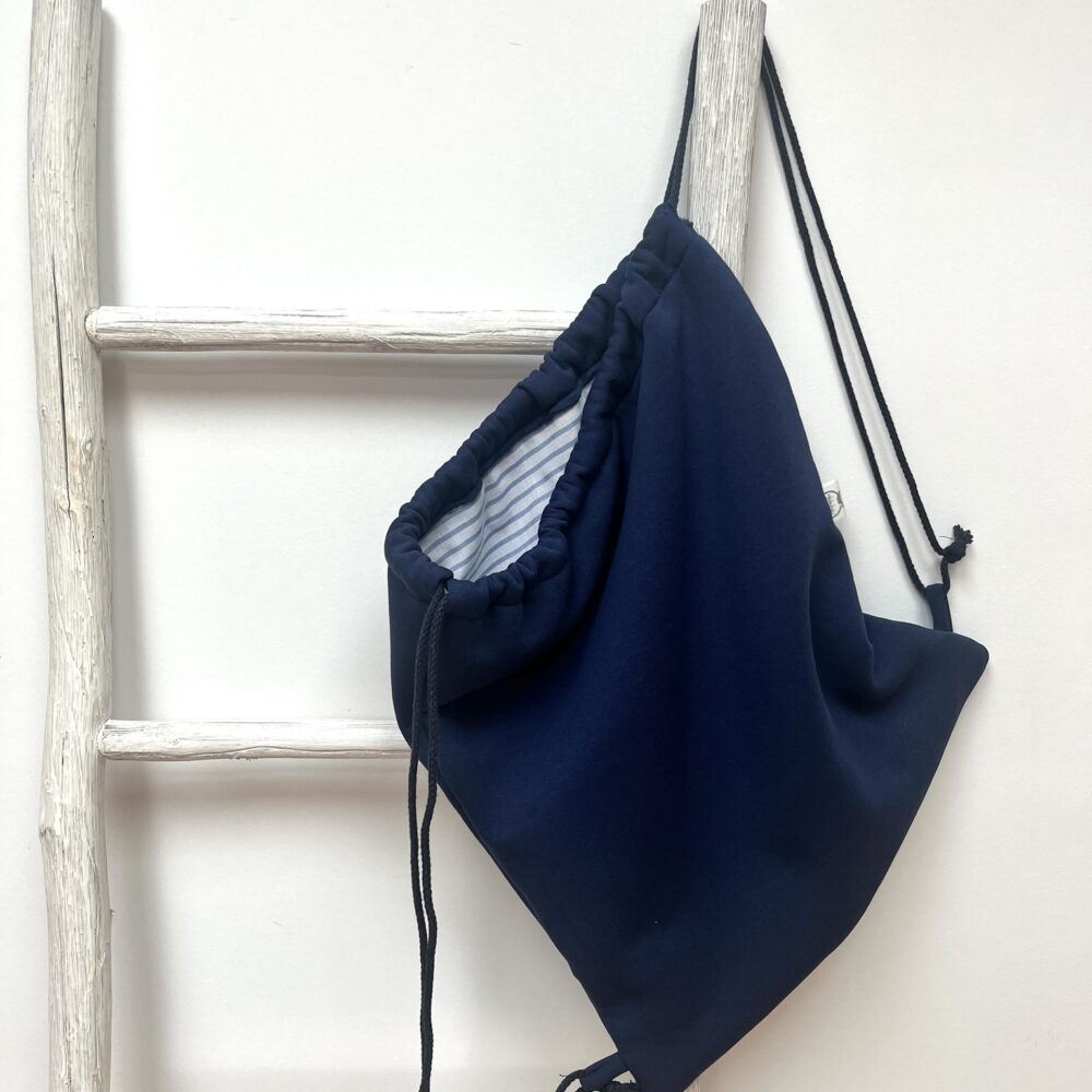 Bolsa Pau Azul marino y rayas celeste