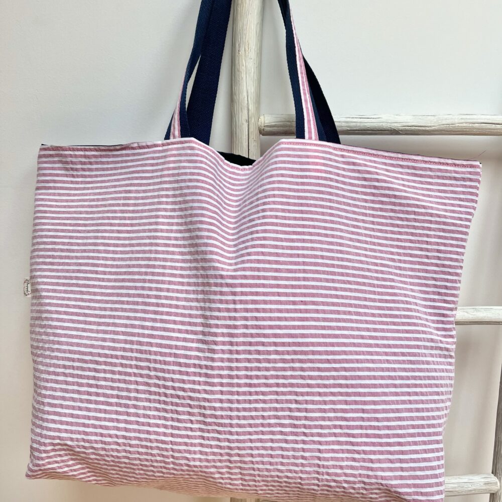 Bolsa Tossa impermeable Rayas rosa fresa