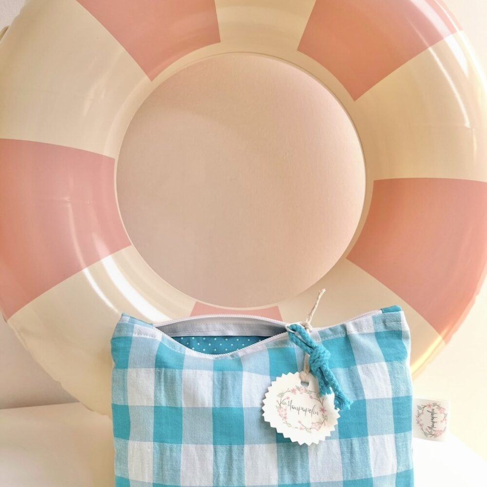 Neceser Begur mini Vichy azul turquesa