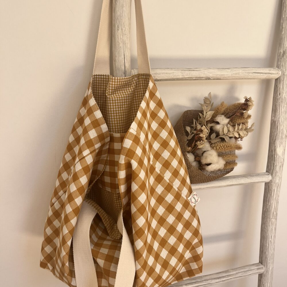 Bolsa Pepa reversible Vichy duo mostaza